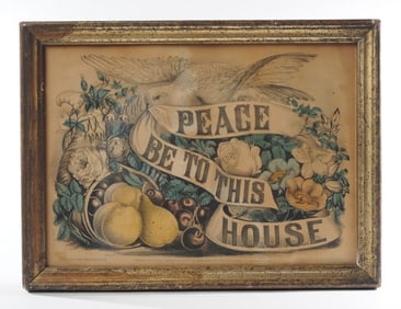 Antique Currier & Ives Lithograph "Peace be to..."