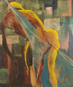 Oil on Canvas Abstract Nude on Sofa?