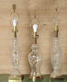 Pair Mid 20th C. Glass Lamps +