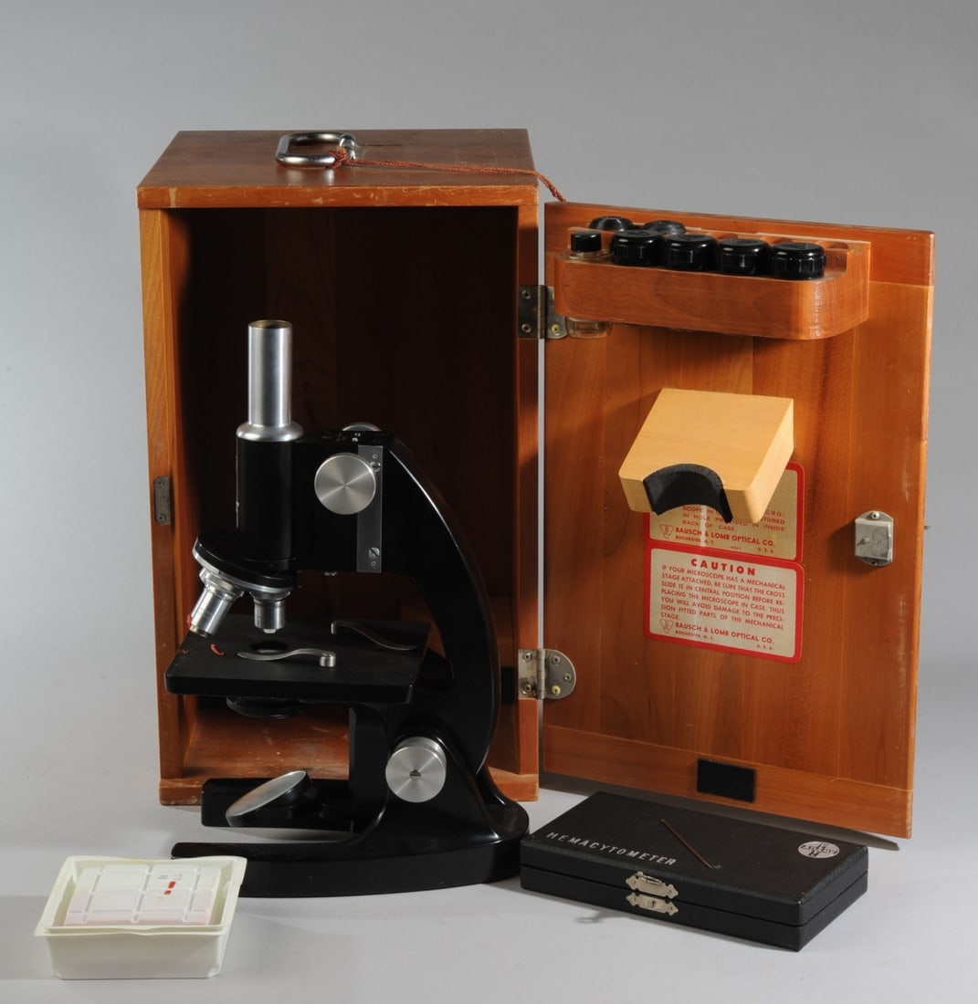 Vintage Bausch & Lomb Microscope & Wooden Case (1 of 4)