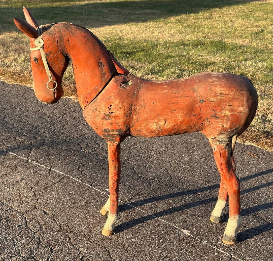 Large 19th C. Carved Wooden Horse 60" (1 of 11)