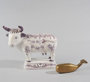 Italian Glazed Ceramic Cow Figure +