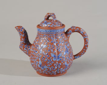 Blue Enameled Yixing Teapot
