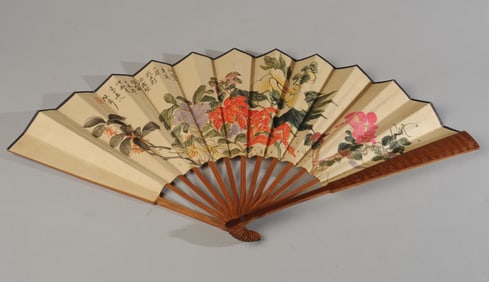 Chinese Bamboo Painted Fan