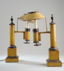 Pair of Vintage Tole-Painted Student Lamps