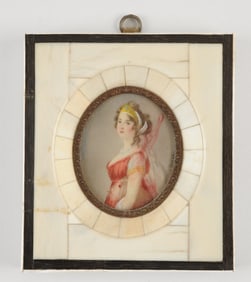 19th C Portrait Miniature of a Lady Signed Grassi