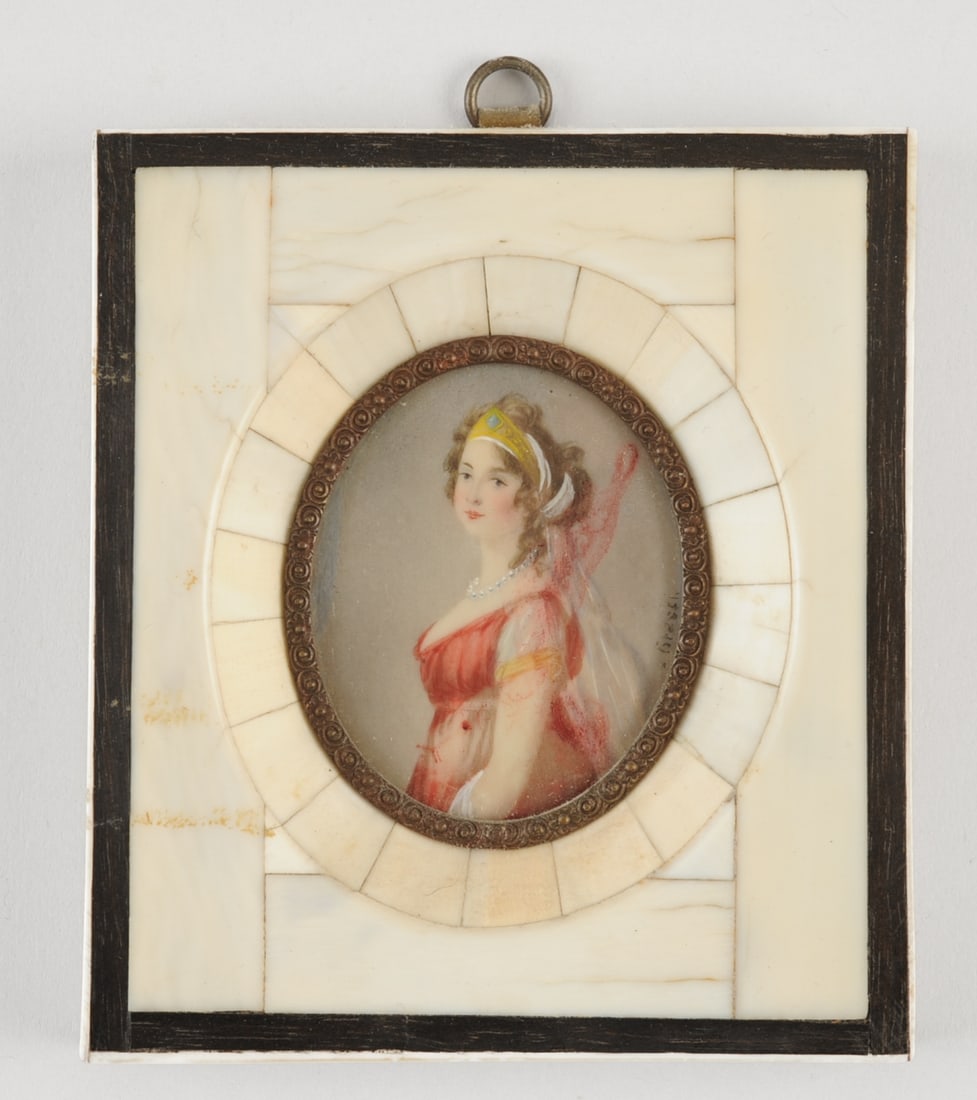 19th C Portrait Miniature of a Lady Signed Grassi (1 of 3)