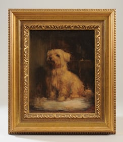 20th C Oil Painting of a Terrier