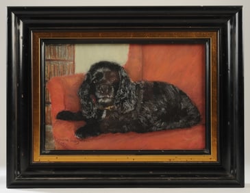 Pastel on Paper Portrait of a Spaniel