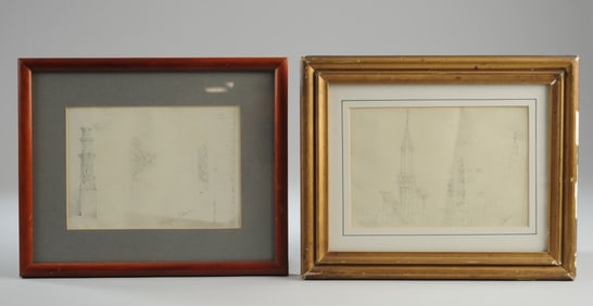 Two 19th C Pencil drawings, Cairo
