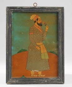 India Reverse-Glass Portrait of a Court Noble
