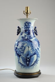 Large Chinese Blue & White Vase as Lamp
