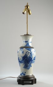 Large Chinese Blue & White Vase as Lamp