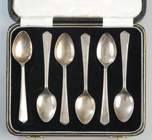 6 20th C. English Sterling Silver Demitasse Spoons