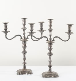 Near Pair English Weighted Sterling Candelabra