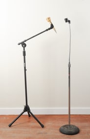 Vintage Microphone and Two Microphone Floor Stands