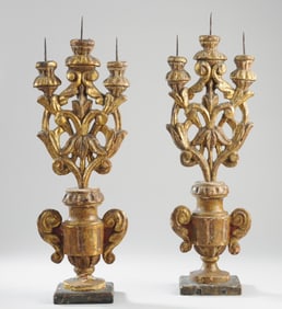 Pr. 18th C. Italian Baroque Giltwood Prickets