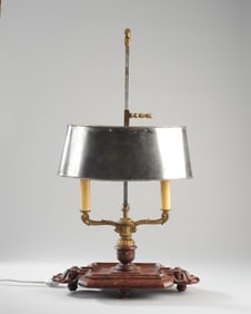 French Gilt Bronze & Marble Bouillotte Table Lamp