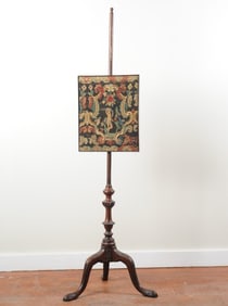 18th C. English Mahogany Carved Fire Screen