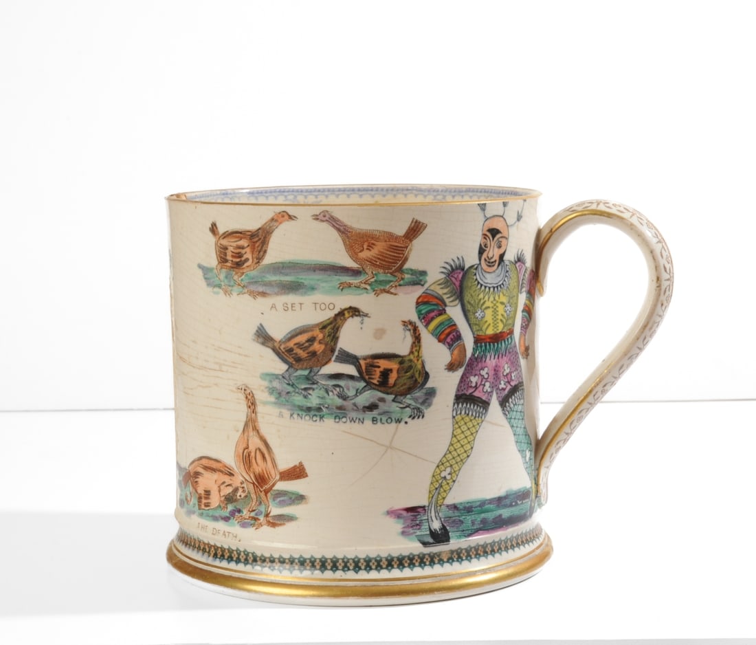 Large c.1840 Staffordshire Pearlware Cup (1 of 16)