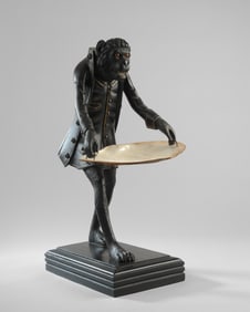 Antique Monkey Butler Figure w/ Shell Tray