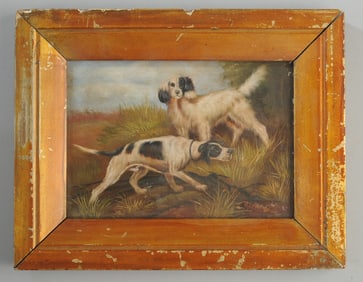 19th C. English Sporting Painting, Hunting Dogs