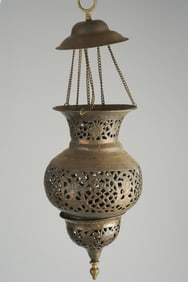 Pierced Brass Moroccan Hanging Lamp