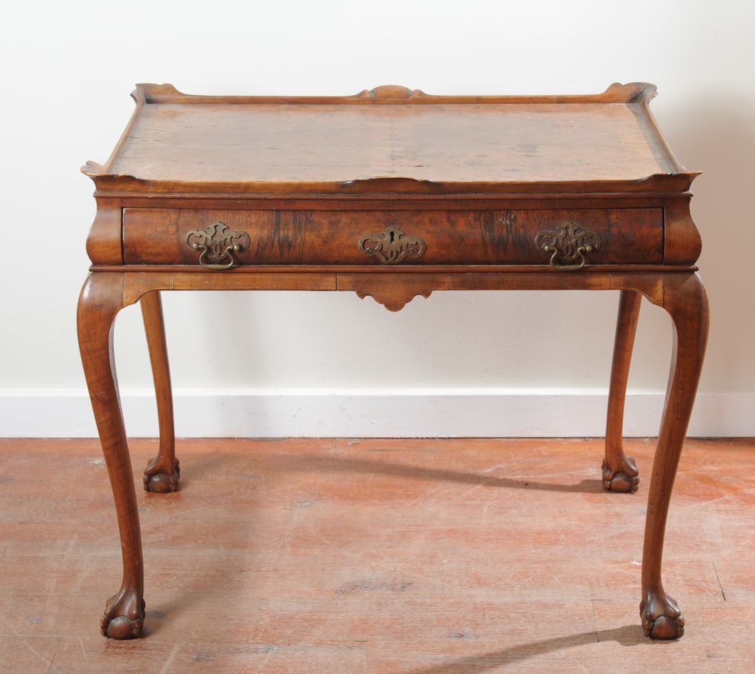 Late 19th C. Burled Mahogany Writing Table (1 of 14)