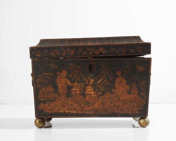 Georgian Japanned Chinoiserie Tea Caddy