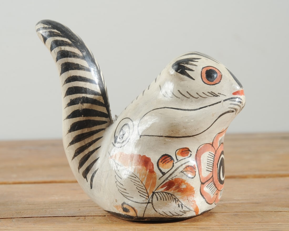Vintage Mexican Tonala Squirrel, Signed (1 of 4)