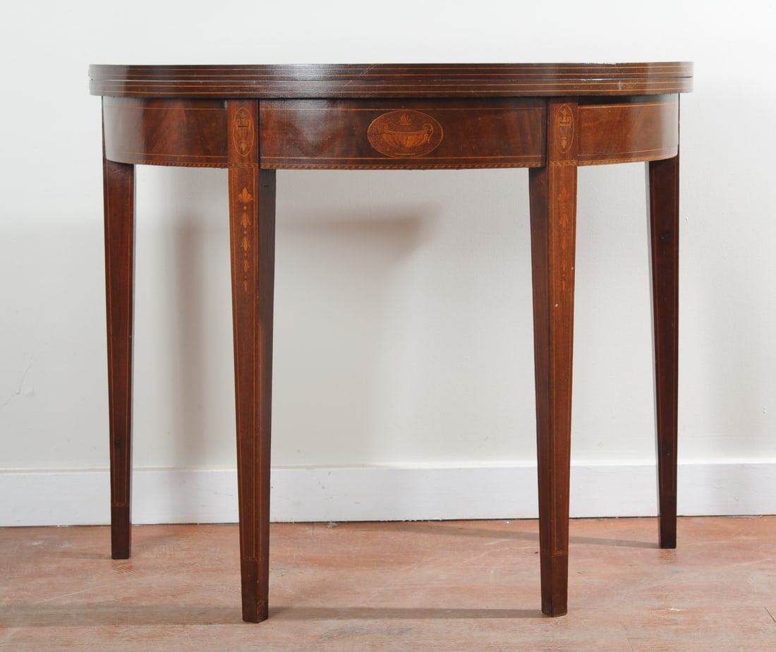 Inlaid Mahogany Reproduction Game Table (1 of 11)