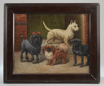 19th - 20th C. Painting of Dogs