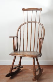 18th C New England Comb Back Windsor Rocking Chair