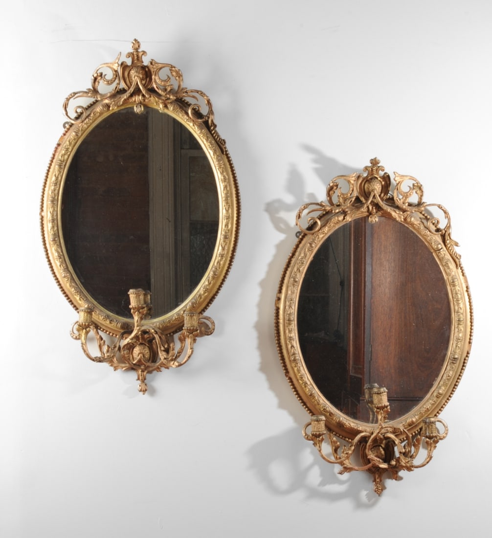 Pr 19th C. Neoclassical Giltwood Girandole Mirrors (1 of 2)