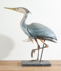 Carved & Painted Great Blue Heron, R.G. Meincke