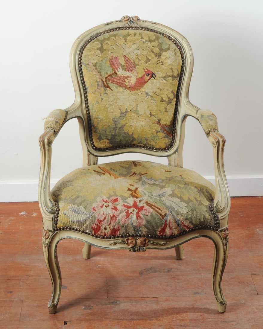 French Provincial Louis XV Style Fauteuil (1 of 11)