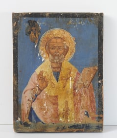 Late 19th / e. 20th C. Greek Icon, Saint Nicholas