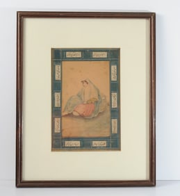 Late Qajar Watercolor & Calligraphy Album Page