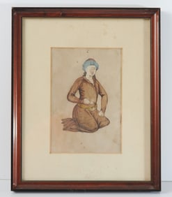 19th C. Ottoman School Painting of Kneeling Man