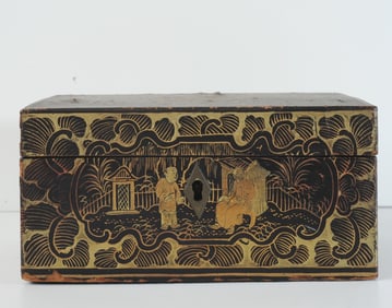 18th C. Chinese Export Lacquer Tea Caddy