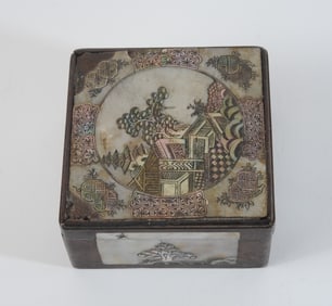 19th C Chinese Export Engraved Mother of Pearl Box