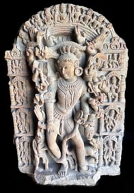Large 37" Sandstone Stele of Shiva as Bhairava