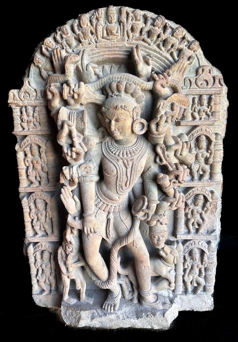 Large 37" Sandstone Stele of Shiva as Bhairava (1 of 11)