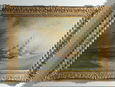 19th C. British School Maritime Oil Painting