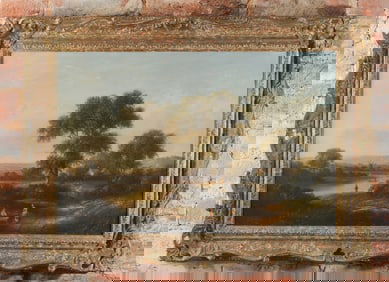 English School Oil on Canvas River Landscape