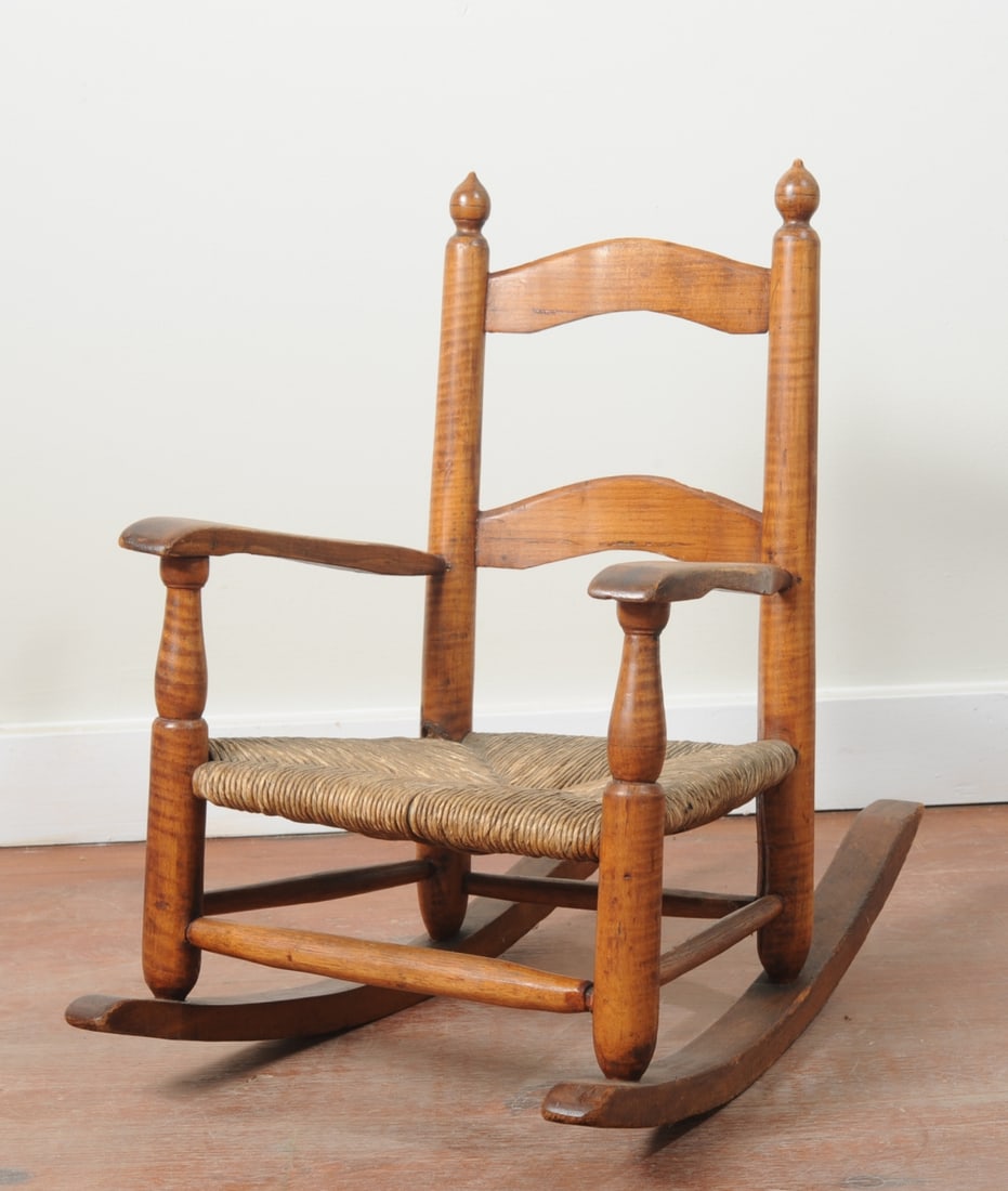 19th C. American Tiger Maple Child's Rocking Chair (1 of 3)