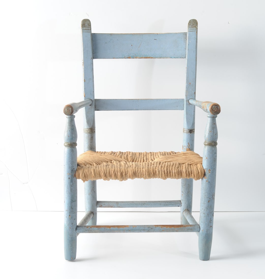 Antique American Blue Painted Child's Chair (1 of 5)