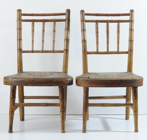 Pair of Antique Fancy Painted Child's Chairs