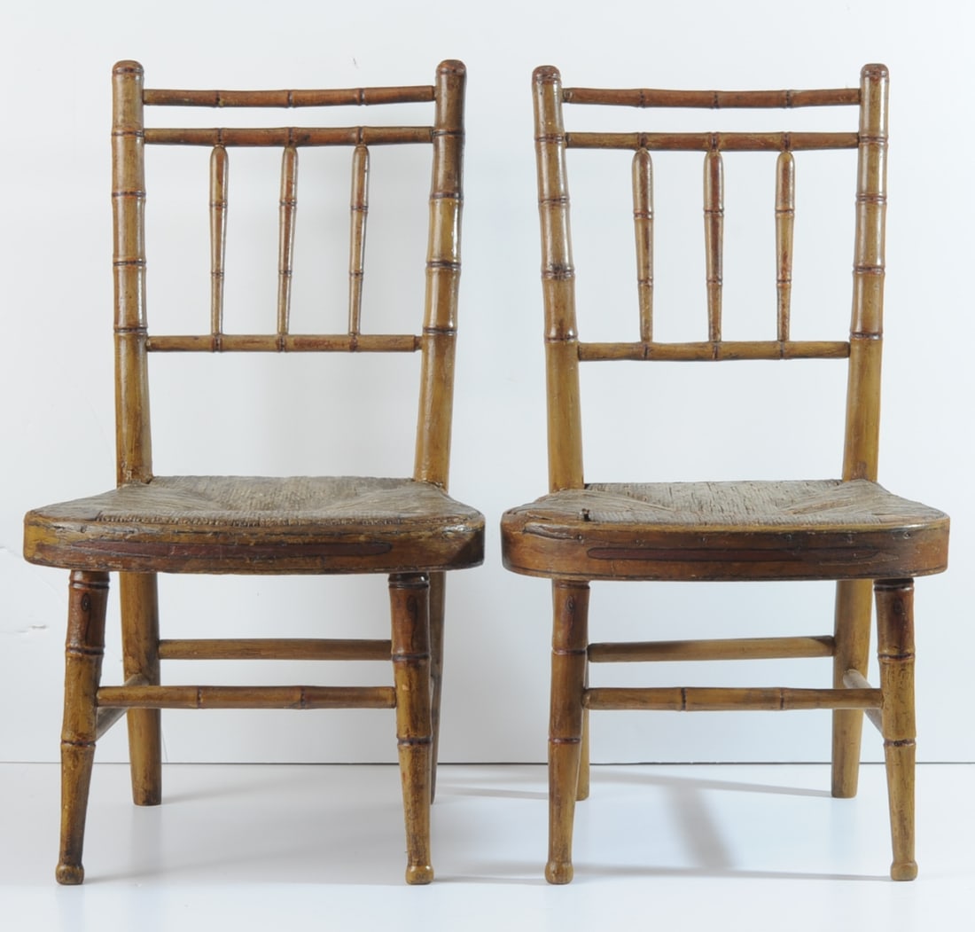 Pair of Antique Fancy Painted Child's Chairs (1 of 8)
