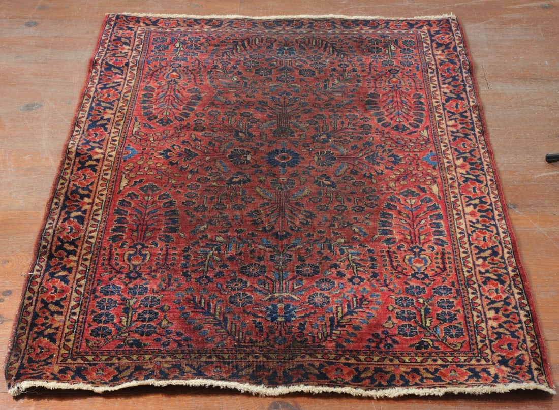 Antique Persian Sarouk: Approx. 4' 8" x 3' 4". Our primary recommendation is to arrange shipping yourself using Blue Ridge Pack & Ship. Most bidders find this is the most economical route. Simply reach out to them using the 